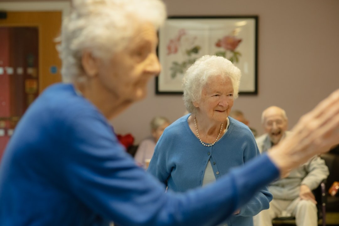 group of seniors exercising