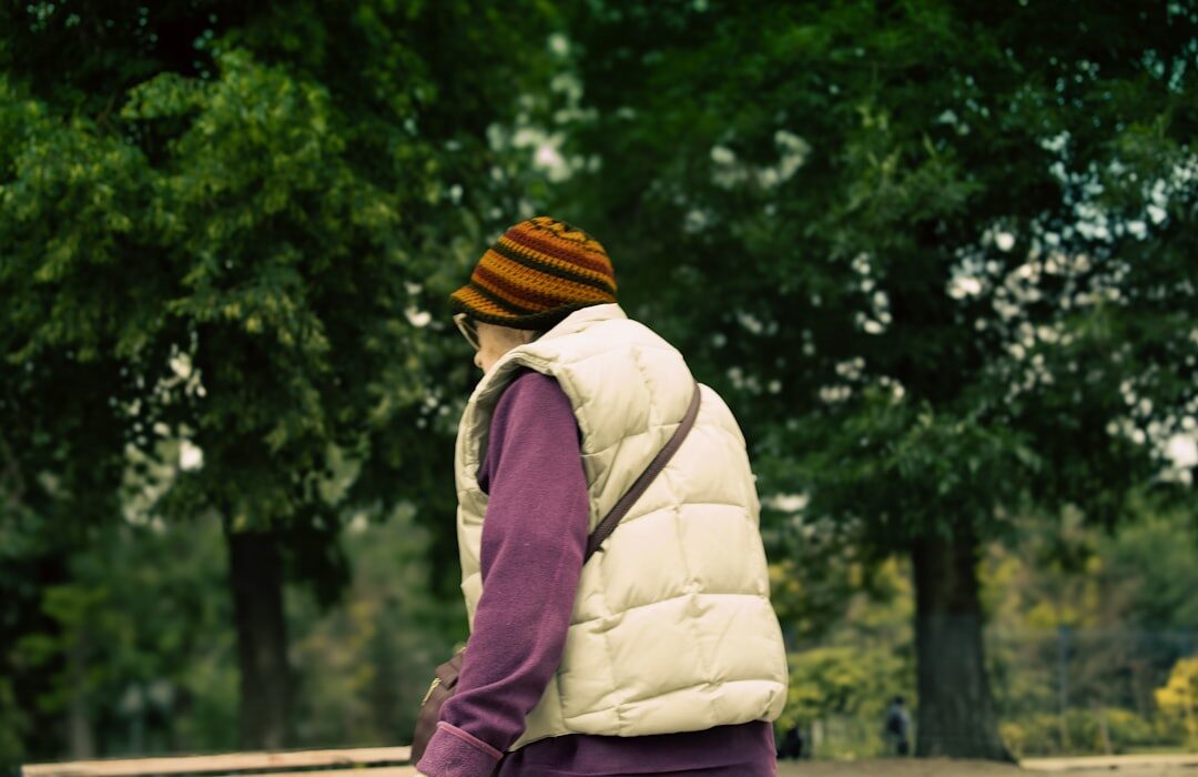 senior walking in park